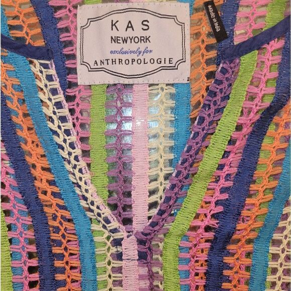 KAS New York Anthropologie Swimsuit Swim Cover Up Rainbow Color Loose Knit L - Picture 8 of 13